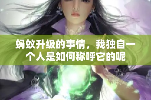 蚂蚁升级的事情，我独自一个人是如何称呼它的呢