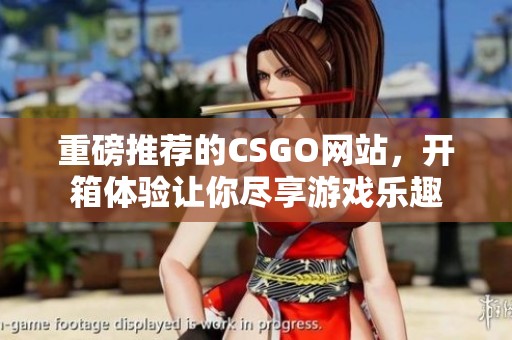 重磅推荐的CSGO网站，开箱体验让你尽享游戏乐趣