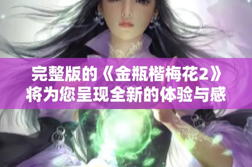 完整版的《金瓶楷梅花2》将为您呈现全新的体验与感受