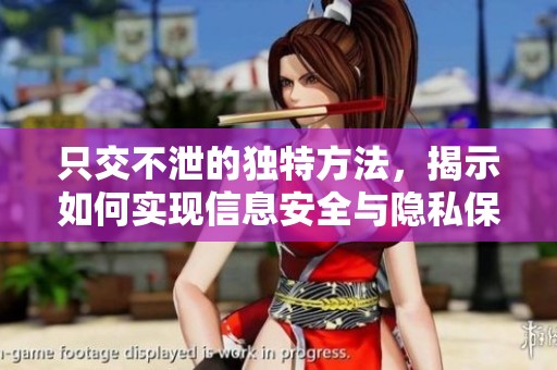 只交不泄的独特方法，揭示如何实现信息安全与隐私保护