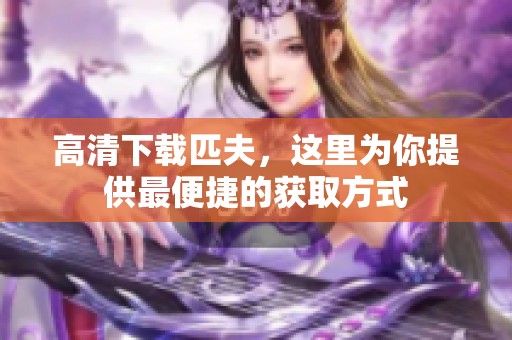 高清下载匹夫，这里为你提供最便捷的获取方式