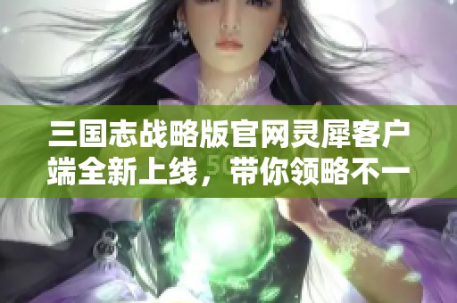 三国志战略版官网灵犀客户端全新上线，带你领略不一样的游戏体验