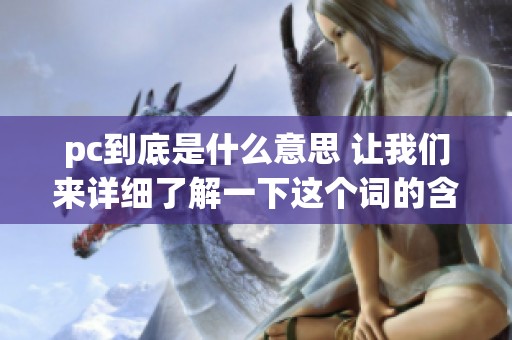 pc到底是什么意思 让我们来详细了解一下这个词的含义与应用