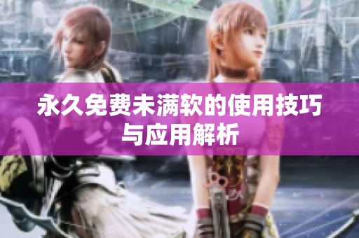 永久免费未满软的使用技巧与应用解析