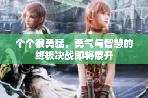 个个很勇猛，勇气与智慧的终极决战即将展开