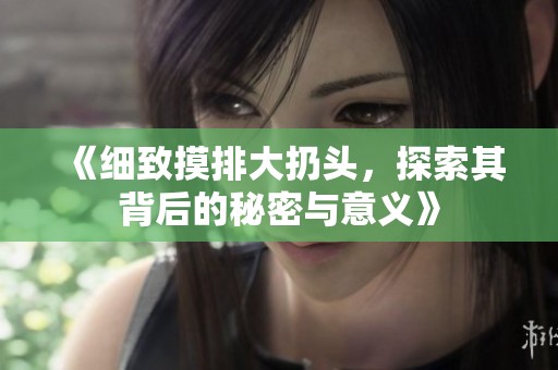 《细致摸排大扔头，探索其背后的秘密与意义》