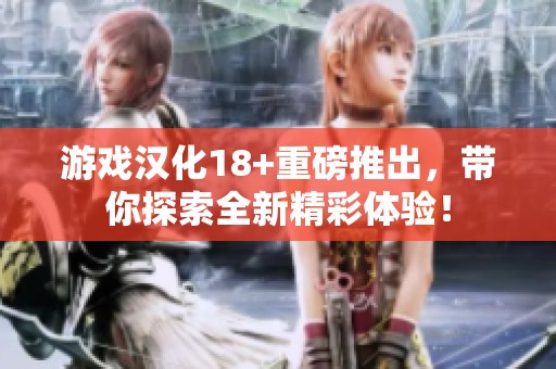 游戏汉化18+重磅推出，带你探索全新精彩体验！