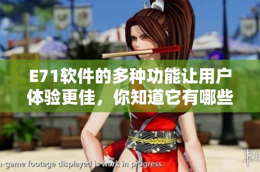 E71软件的多种功能让用户体验更佳，你知道它有哪些优点吗